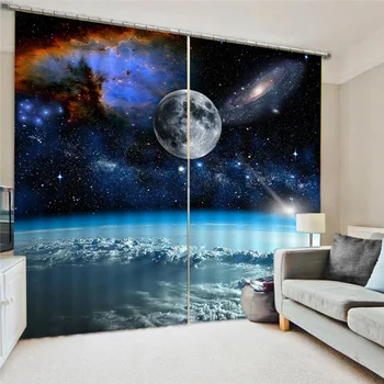

New 2019 Curtain Night Scenic Curtain 3D Pattern Curtain Star Plant Blinds Bedroom Hanging Decor Window Cortinas Dormitorio