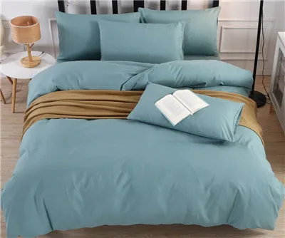 JDDTON Bedding Set New Classic Colorful 5 Size Solid Color Bed Linings Duvet Pillowcases Cover Bed Sheet Cover Set BE003 - Цвет: Solid Dark Green