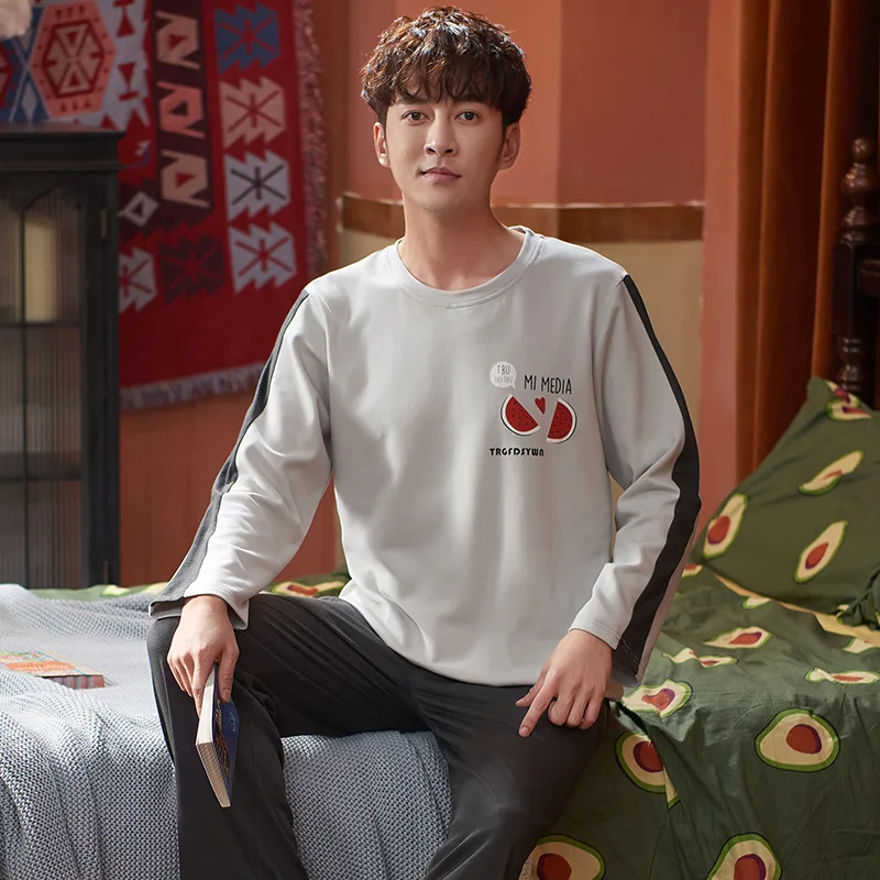 

Spring And Autumn Men's 6535 Cotton Long Sleeve Trousers Korean-style Men Young And Middle-aged Thin Japanese Korean Home Wear T