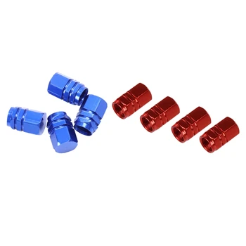 

8 Pcs Car Tire Valve Caps:4 Pcs Hexagon Alloy 7Mm Tread Car Tyre Tire Valve Stem Caps Covers Burgundy & 4 Pcs Blue Metal Hexagon