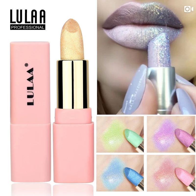 7 цветов Макияж Губная помада Алмазная блестящая жемчужная Сексуальная красная