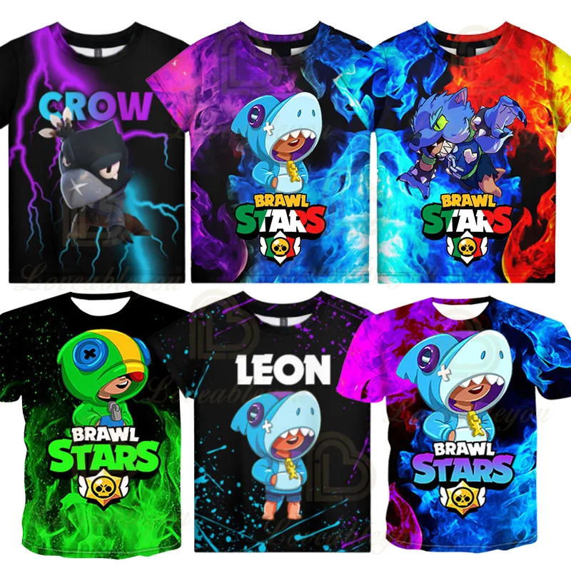 Tiburón camiseta de León para niña de 12 años Leon T camisas peleas Spike y Juego de Estrellas Cuervo 3D niños niñas de dibujos animados Tops disfraz de Sally