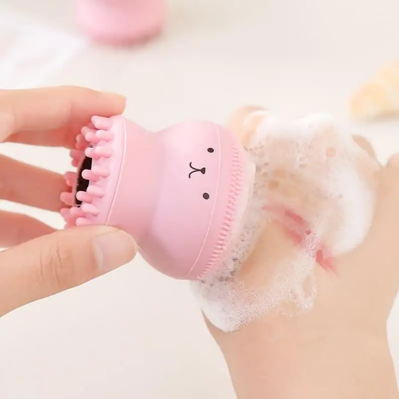 Cute Animal Octopus Silicone Face Facial Cleaning Brush Spa Skin Care Massage Exfoliator Brush Deep Cleansing Facial Manual