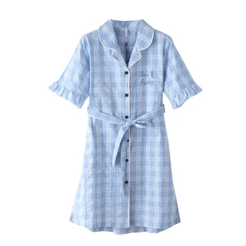 

A830 women's short-sleeve nightdress thin female cotton lattice home style sleepwear nightgown lingerie sleepwear