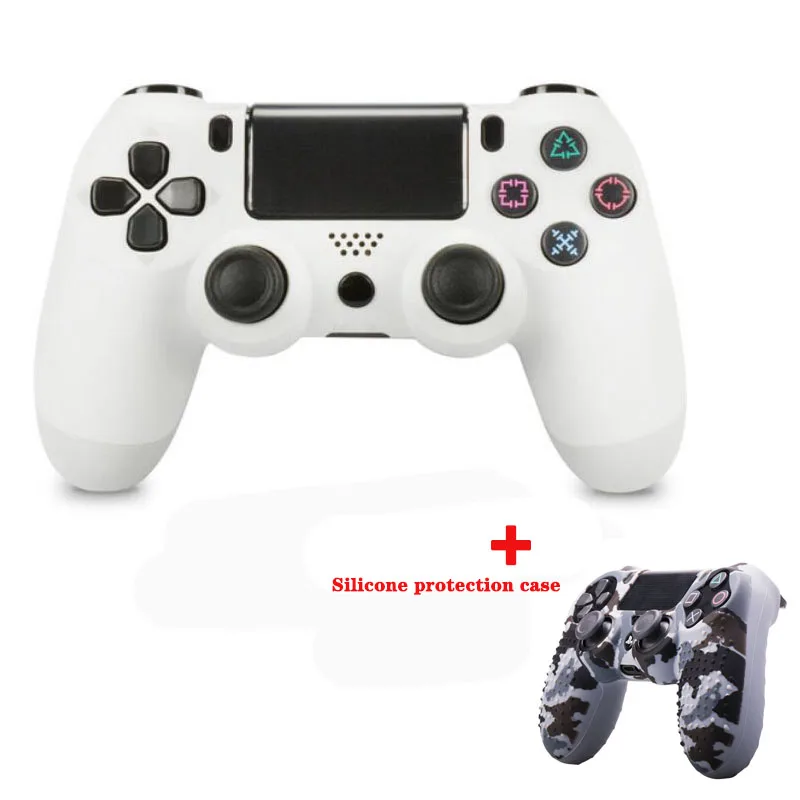 WUIYBN PS4 Геймпад беспроводной контроллер Джойстик для SONY playstation 4 DualShock 4 игровая консоль с силиконовым чехлом - Цвет: white 3