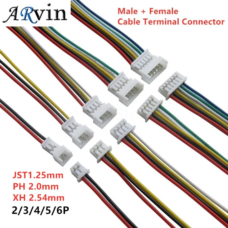 10PCS 15cm JST1.25 PH2.0 XH2.54 2P 3P 4P 5P 6Pin Male Female Plug Electronic Solder Crimp Wire Cable Terminal Connector