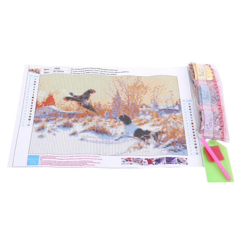 Picture Color Full Diamond Diy Stick Drill Cross Stitch Snow Day Puppy Chasing Pheasant Hot Explosion Diamond Painting