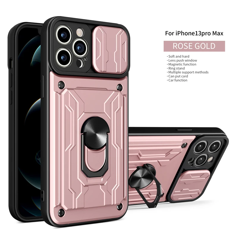 New Funda Case for iPhone 13 Pro Max 12 Pro Max 11 Pro XS Max Card Slot Magnetic Bracket Anti-fall Armor Coque Phone Case Cover phone pouch bag