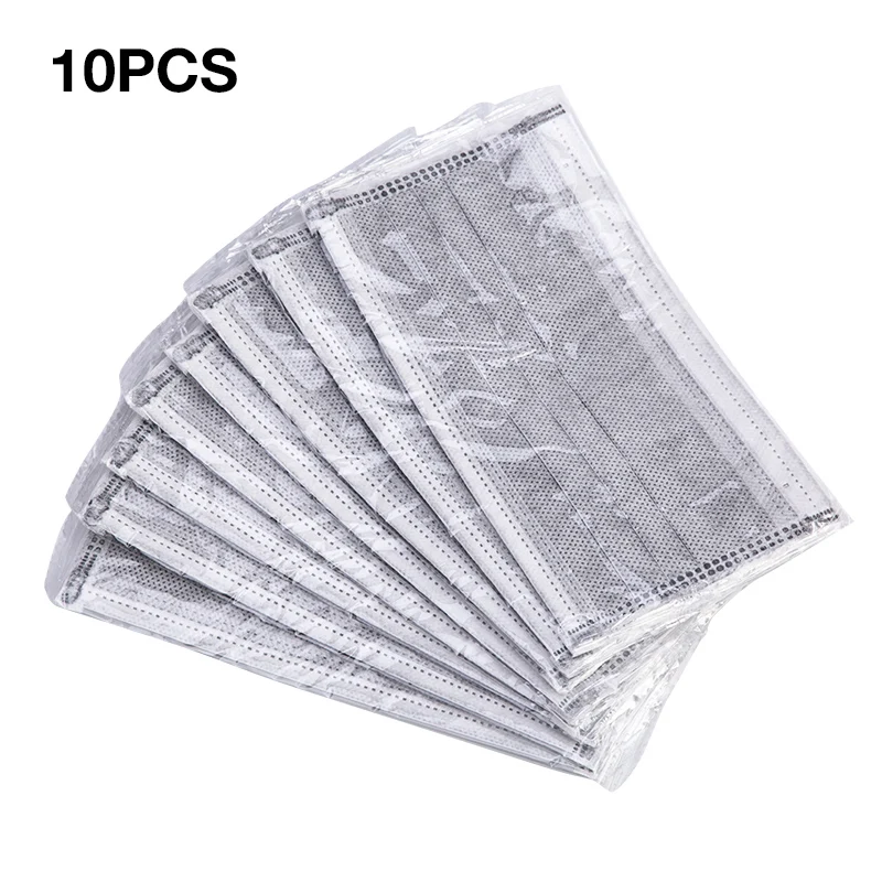 10pcs Gray 20 шт., размер: 4-Слои Анти-пыль активированный уголь маска одноразовая нос Уход за лицом для наращивания ресниц, нетканые ткани хирургические маски - Цвет: 10pcs Gray