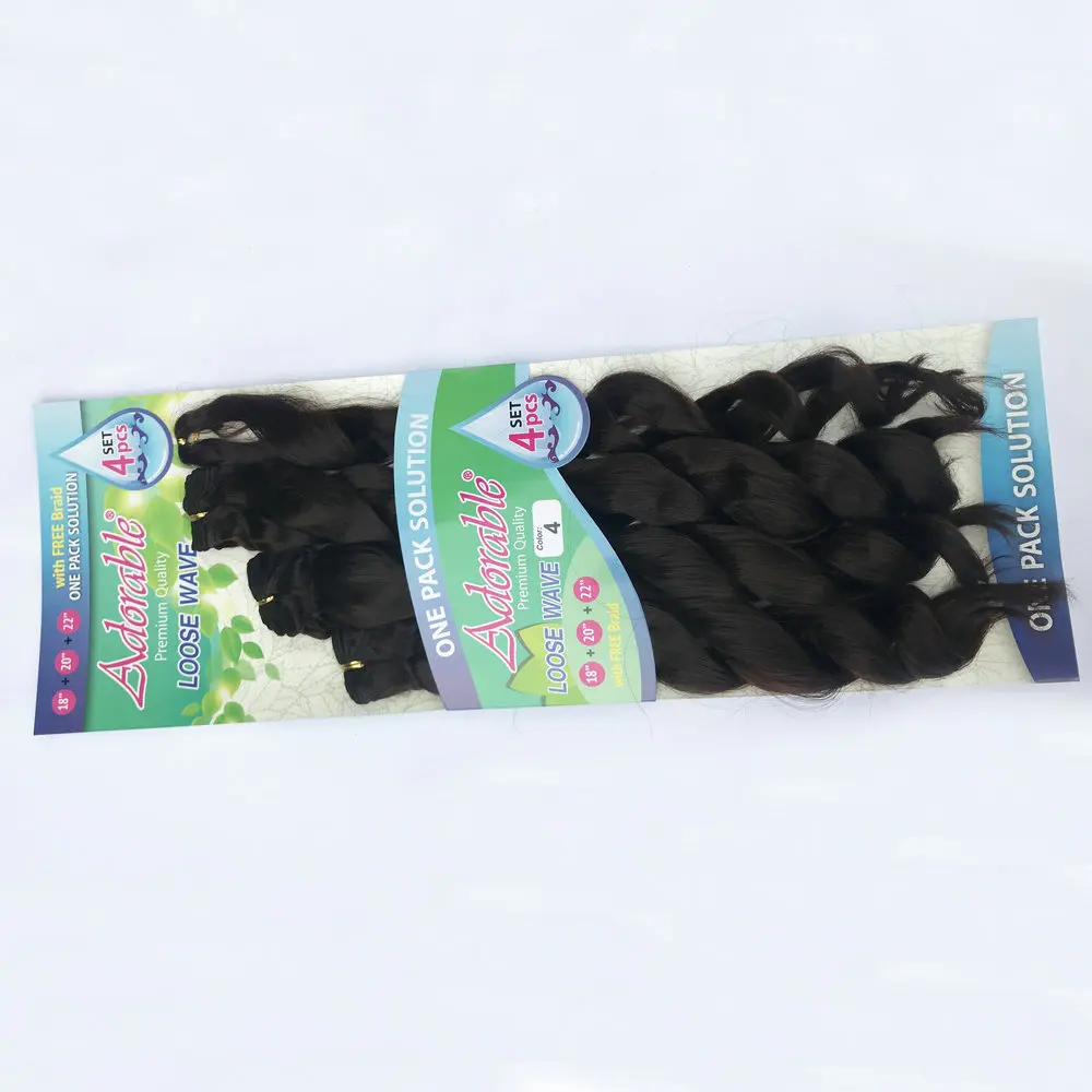 Adorable Synthetic Hair Extension/LOOSE WAVE 4PCS+1 Set /18-22inch Weave Bundles With Brade African American Afro
