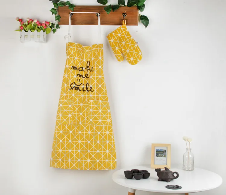 Yellow Новое горячее модное женское мужское хлопковое белье высококачественный садовый кухонный фартук для готовки выпечки ресторана Pinafore - Цвет: Yellow