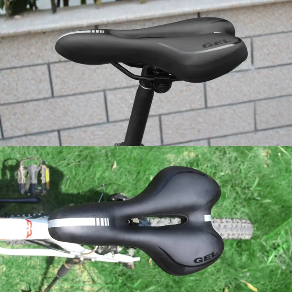 Reflective Shock Absorbing Hollow Bicycle Saddle PVC Fabric Soft Mtb Cycling Road Mountain Bike Seat Bicycle Accessories