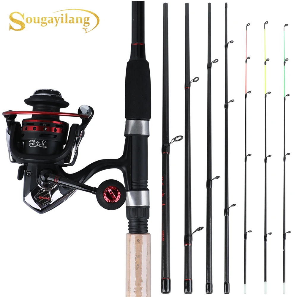 

Sougayilang Portable 6 Section M Power Carbon Fiber Spinning Fishing Rod with 13 +1BB Spinning Reel Combo Pesca