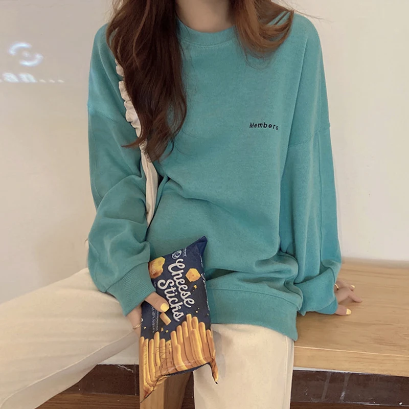 

Solid Color Pullover Sweatshirt Women Oversized Hoodie Full Sleeve Autumn Winter Harajuku Casual Female Top Loose Streetwear