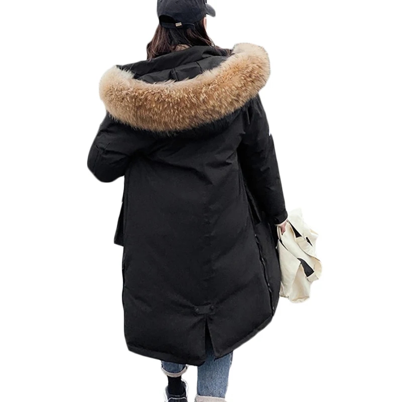 Winter Jacket Coat Plus size Women Fashion Fur collar Hooded Down cotton Jackets Women's long Warm Cotton Jackets Parkas F906