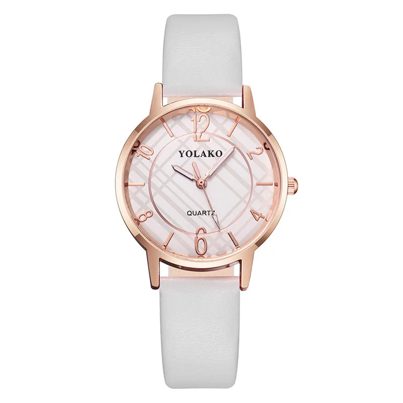WJ-8668, простые женские цифровые часы, модные часы с кожаным ремешком, Классические кварцевые наручные часы для женщин zegarek damski relogio - Цвет: Белый
