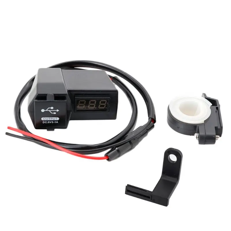 1 шт. Водонепроницаемый 12V мотоциклов 5V 2.1A Dual USB кабель для мобильного телефона для Зарядное устройство светодиодный вольтметр