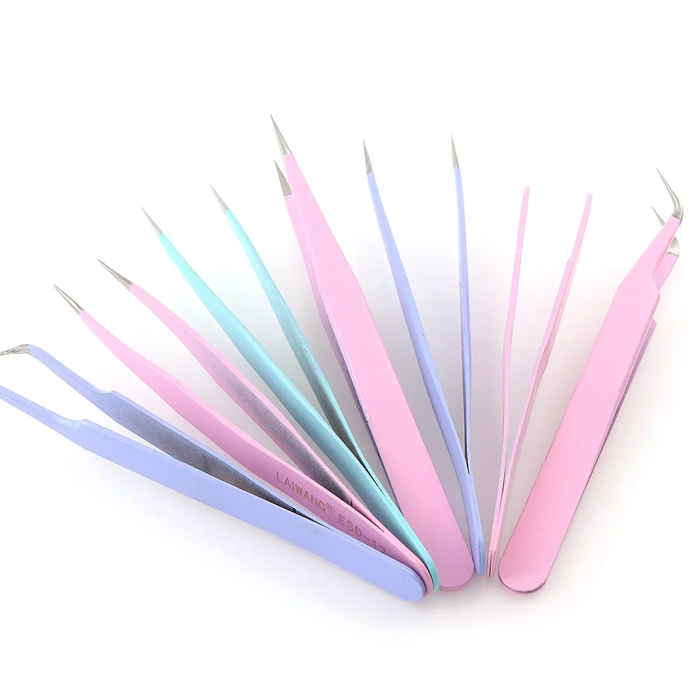 

1pc Stainless Steel Eyebrow Tweezers Anti Static Eyelash Extension Tweezers Fake Eyelash Applicator Professional Makeup Tools