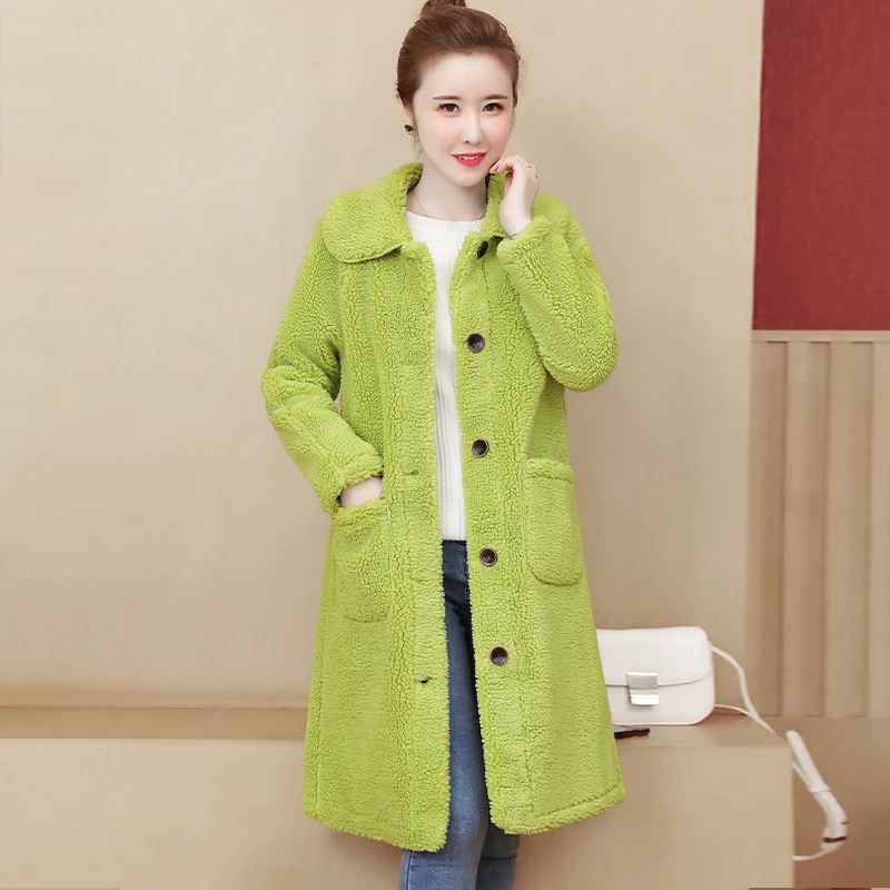 Fashion Lapel Women Wool Long Coat Autumn Winter Lapel Long Sleeve Woolen Coats Office Ladies Solid Slim Overcoat Outwear
