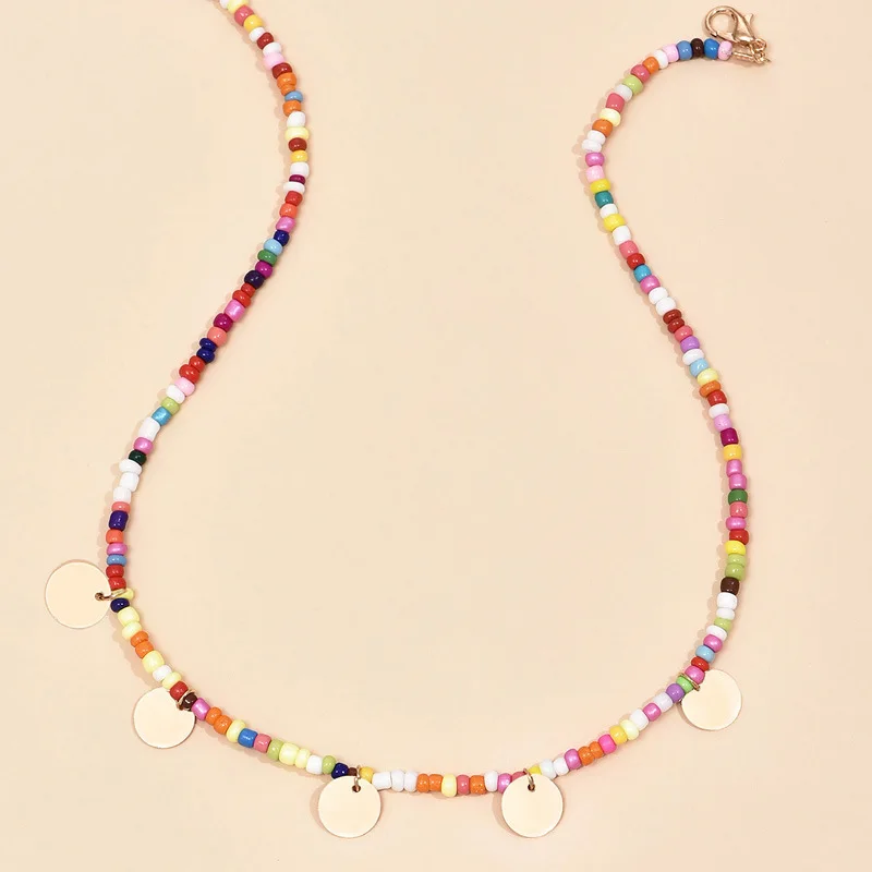 

Colorful Bead Necklace Clavicle Necklace Lady Necklace Gold Bohemian Party Jewelry Gift