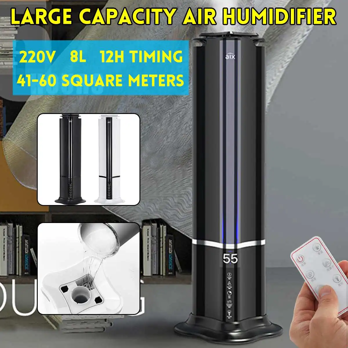 

8L Ultrasonic Air Humidifier Aroma Essential Oil Diffuser Negative Ion Remote Control Home Fogger Timer Air Mist Maker Purifier