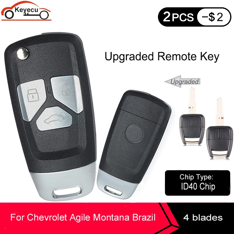 KEYECU обновленный дистанционный ключ 2B 3B 433 МГц ID40 чип для Chevrolet гибкий Монтана
