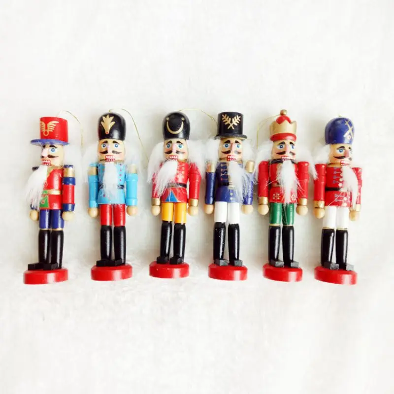 

6Pcs/Set Wooden Nutcracker Puppets Doll Toy Christmas Pendant Ornament Holiday Figurines Children Lovely Gift.
