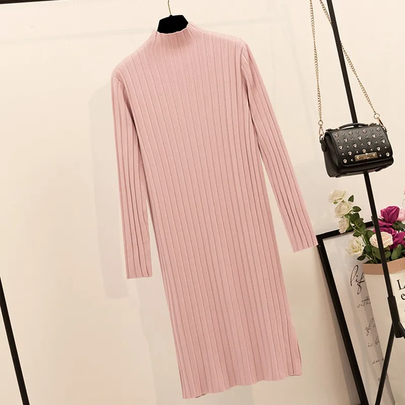 Robe longue pour femmes, robe épaisse, chaude, côtelée, pull, ample, décontractée, Vintage