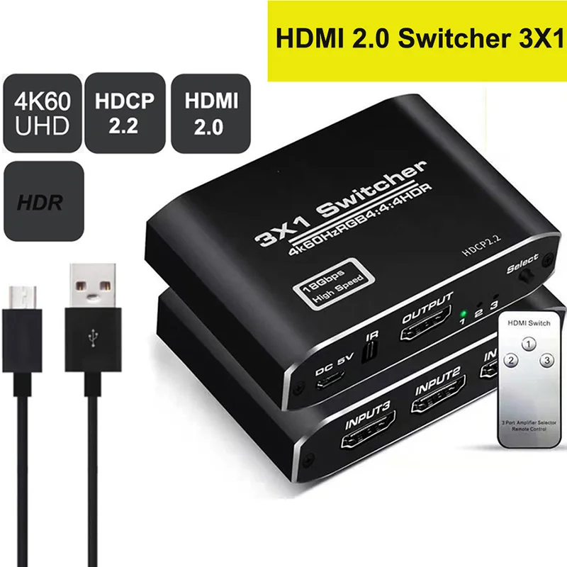 4K UHD HDMI 2,0 Переключатель HDMI коммутатор Аудио экстрактор HDR ARC Сплиттер 4X1 с пультом дистанционного управления(HDMI в HDMI+ toslink+ стерео аудио выход