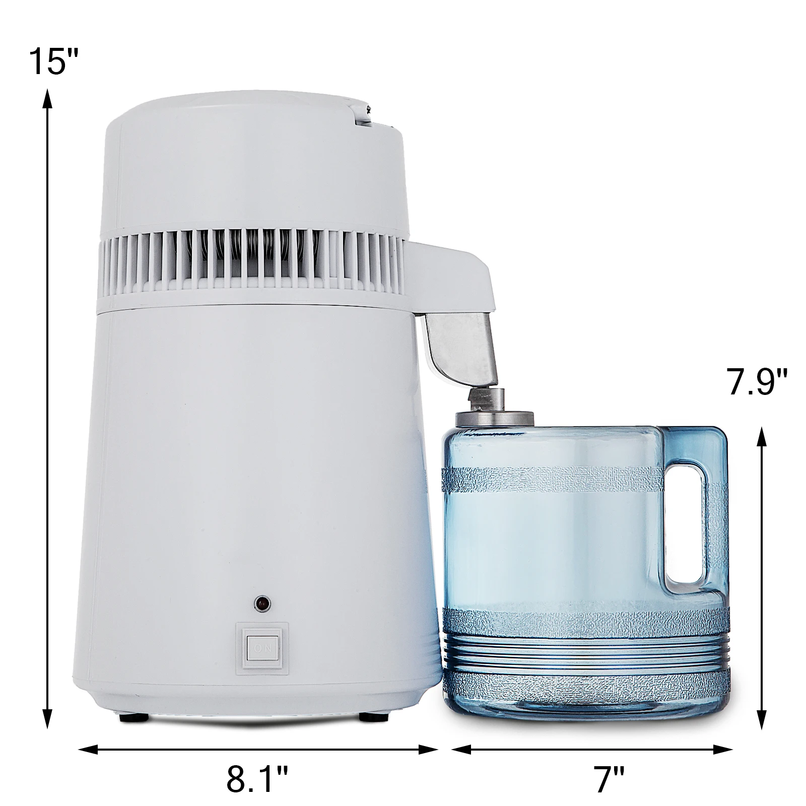 4L Distiller Pure Water Filter Purifier Distillateur D'eau w/ Bouteille de verre 