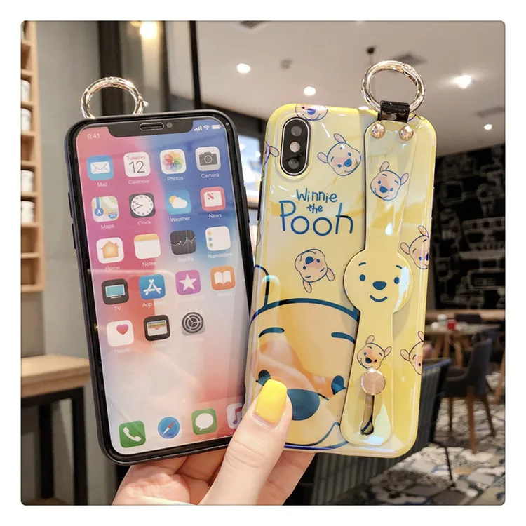 Для Iphone 6 7 8 S Plus X XR XS XSMAX милый мультфильм Винни Медведь поросенка чехол для телефона защитный силиконовый из ТПУ чехол на запястье