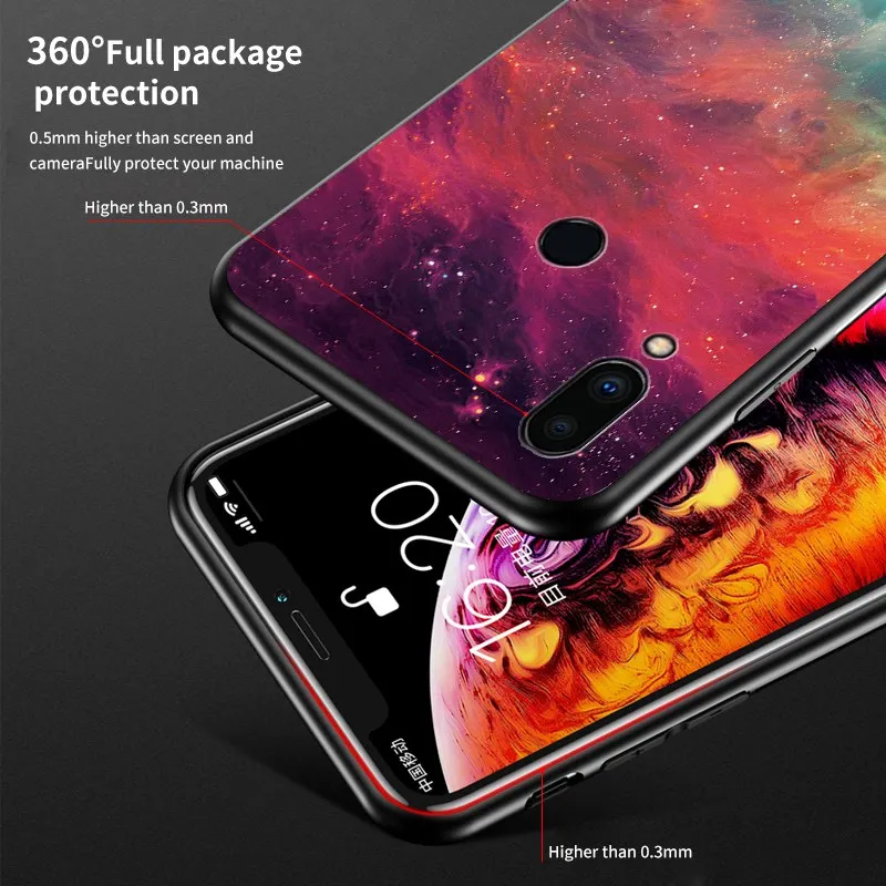 Роскошный чехол со звёздным небом и стеклом для телефона Meizu Meilan Note9 Note6 Note5