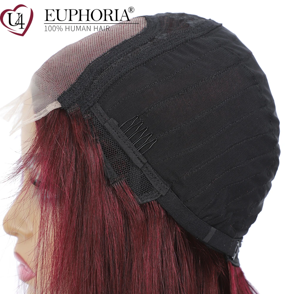 99J Бург прямые кружевные парики боб бразильские Remy человеческие волосы 4X4 на
