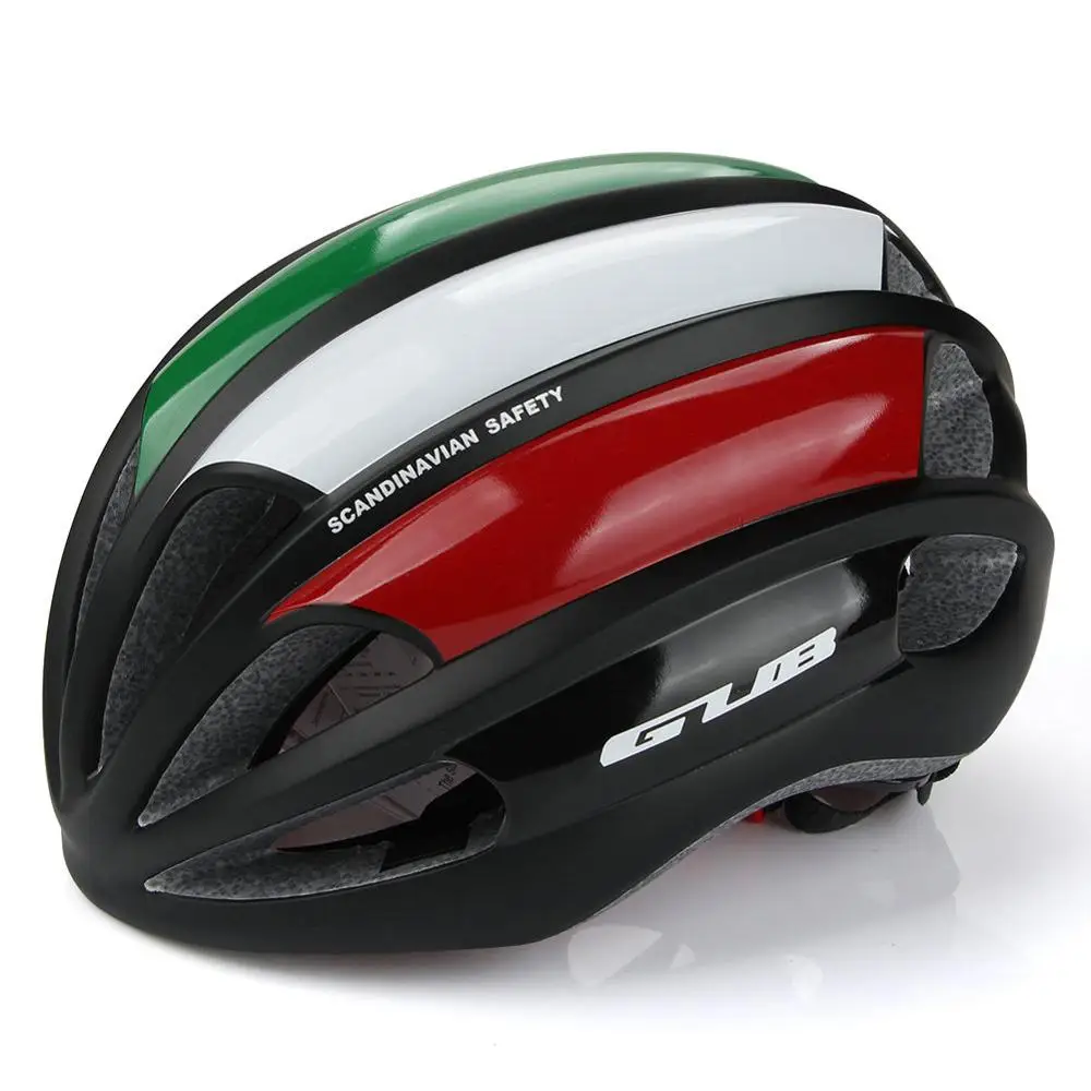 GUB, защитный шлем для велосипеда, ультралегкий, цельный, отлитый MTB, шоссейные, велосипедные шлемы, 15 вентиляционных, дышащие, для езды, велосипедное снаряжение - Цвет: White Green Strip