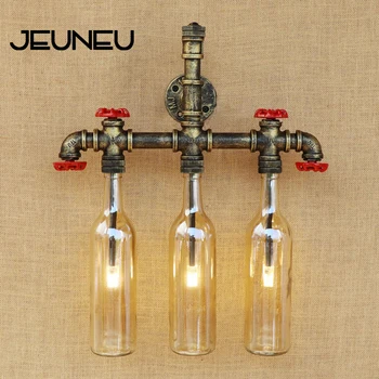 

Retro Glass shade wall lamp 3 heads stair lights 220v with G4 lights bedroom bedside wall light foyer study decoration Sconce