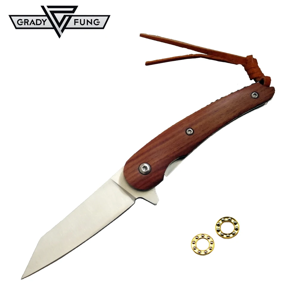 

Grady Fung Pomotion Ball Bearing Folding Knife Wood handle with 8cr13mov Steel Tanto Blade Small Pocket Knife EDC Tools Camping