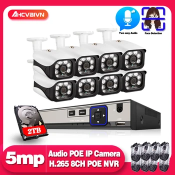 

Two way Audio POE IP Camera 8CH H.265 CCTV System NVR Face Record Set HD 5.0MP Outdoor IR Night Vision Security Surveillance Kit