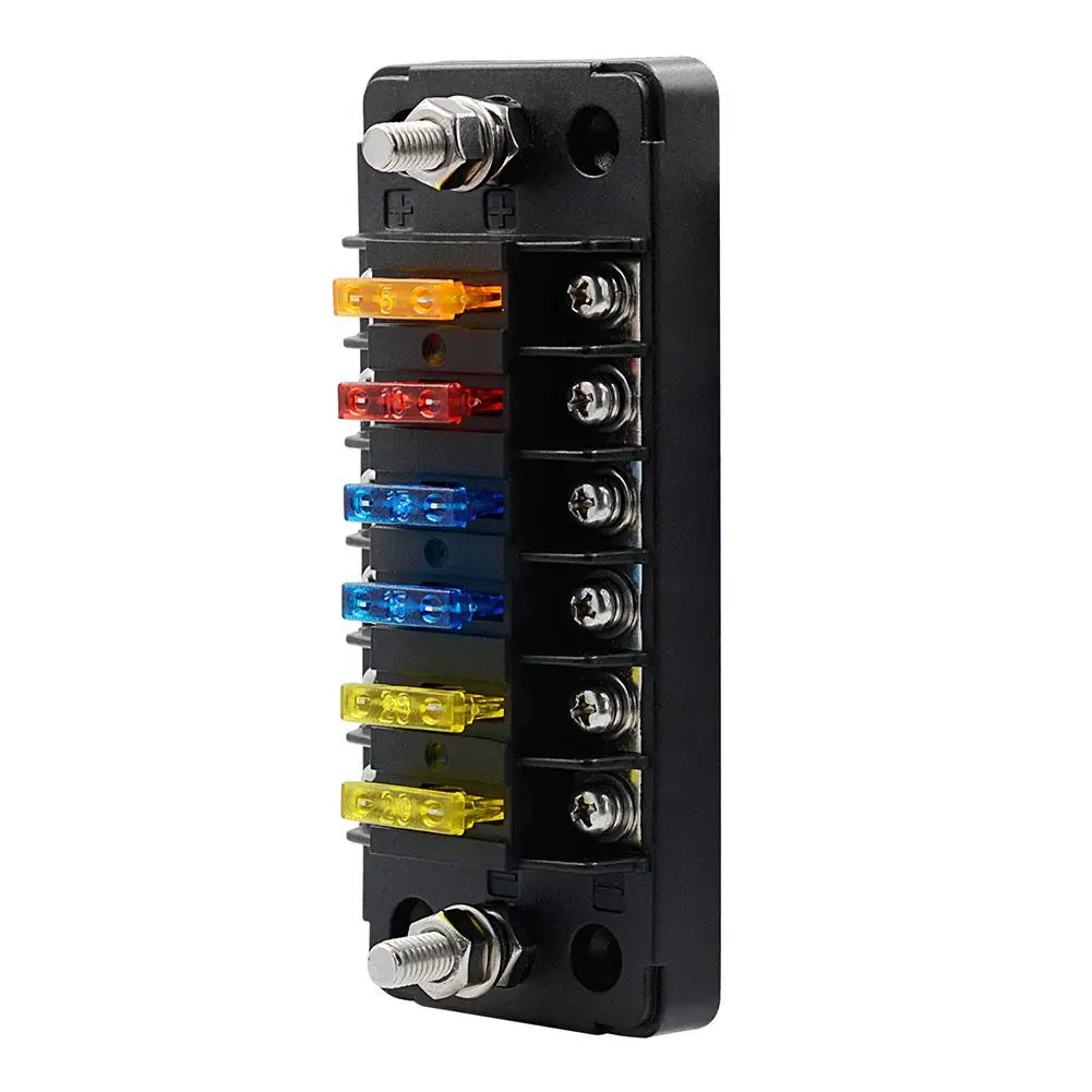 Car Plastic Fuse Box 6 Ways Flame Retardant Holder With Double Fuses For Auto Boat Marine Trike Passat B8 Creta |
