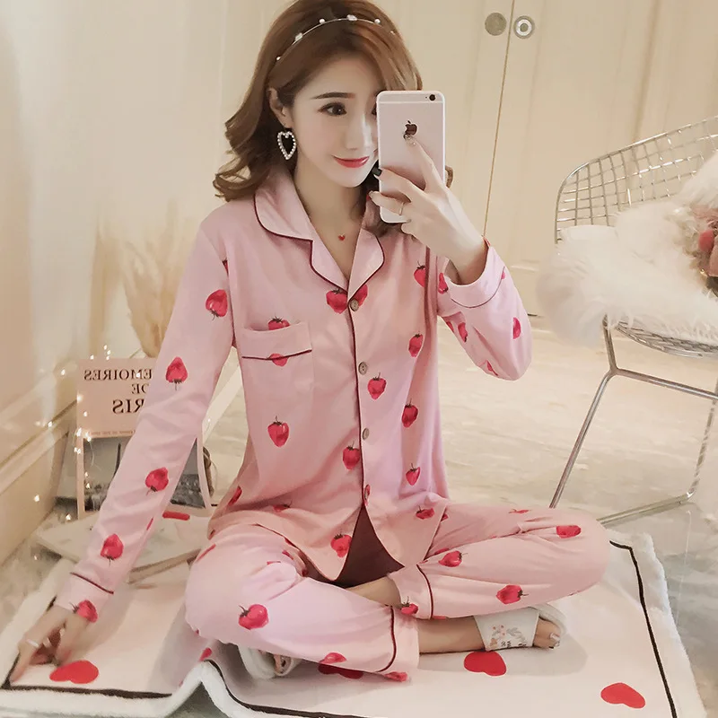 

Spring Comfortable Long Sleeve Qmilch Energetic And Cute Pajamas Underwear Suit GIRL'S Thin-Women's Home Wear
