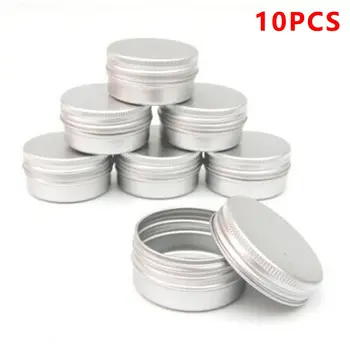 

10PCS Empty Aluminum Jars Refillable Cosmetic Bottle Ointment Cream Sample Packaging Containers Screw Cap