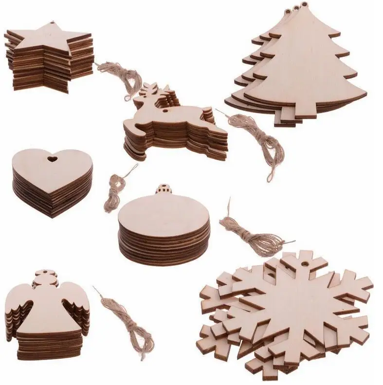 Kids diy gift Wooden angel New Year snowflake Christmas Pendants Craft Christmas Tree Decoration For Home Navidad Ornaments