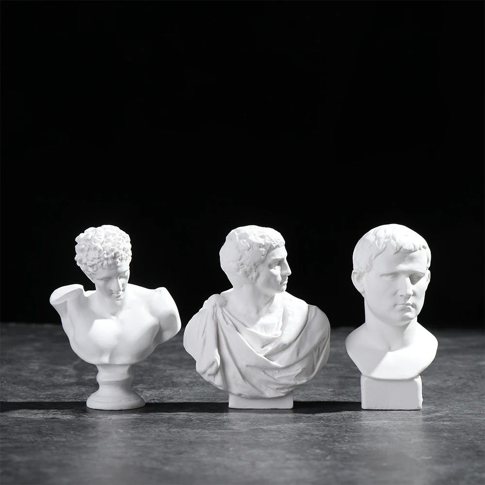 1PC Nordic Style Sculpture Greek Mythology Plaster Statue David Head Portraits Bust Mini Gypsum Statue Drawing Practice Crafts ornament crafts miniature ornament miniature figurines