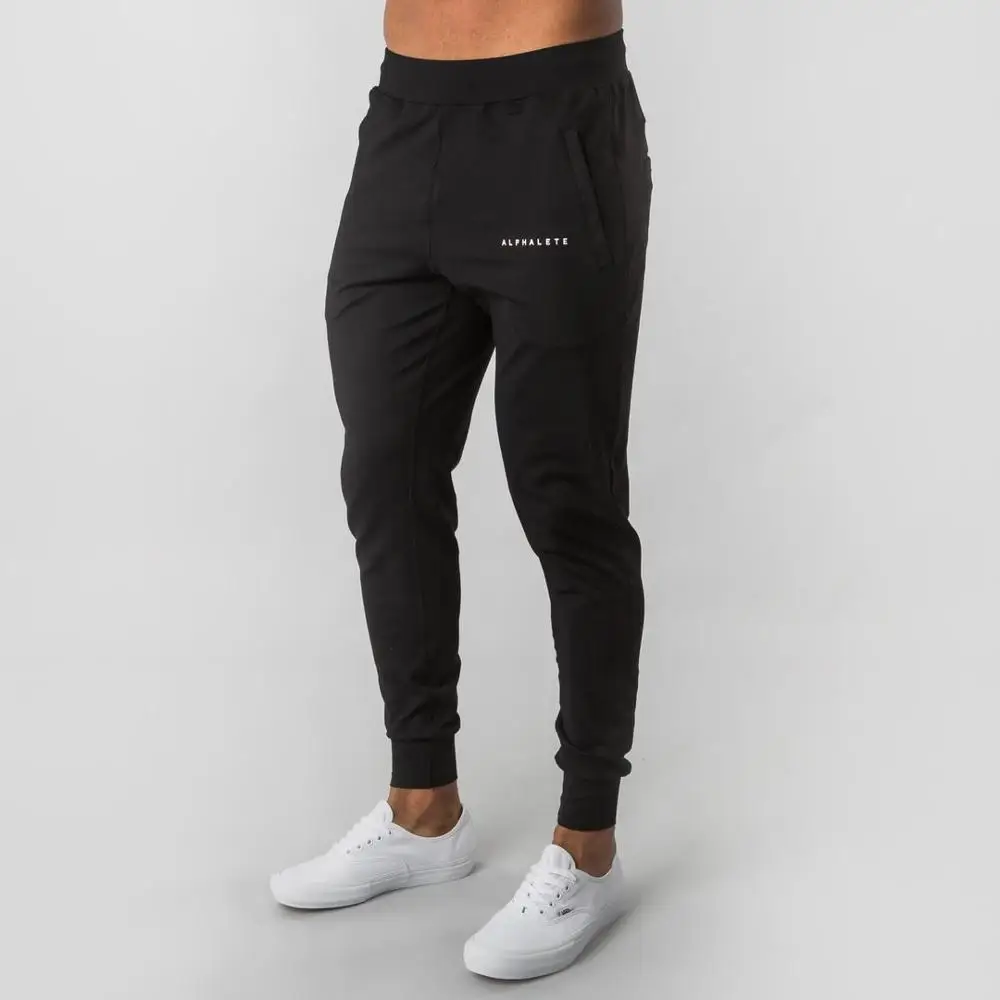 Бренд ALPHALETE, мужские хлопковые спортивные штаны для бега, спортивные штаны, штаны для фитнеса, бодибилдинга, Мужская брендовая одежда для тренировок, повседневные обтягивающие штаны