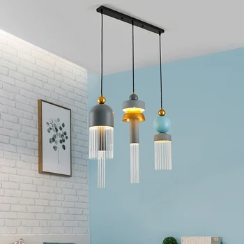 

Postmodern Art Fringed Glass Pendant Lights Lighting LOFT Restaurant LED Pendant Lamp Living Room Indoor Decor Light Fixtures