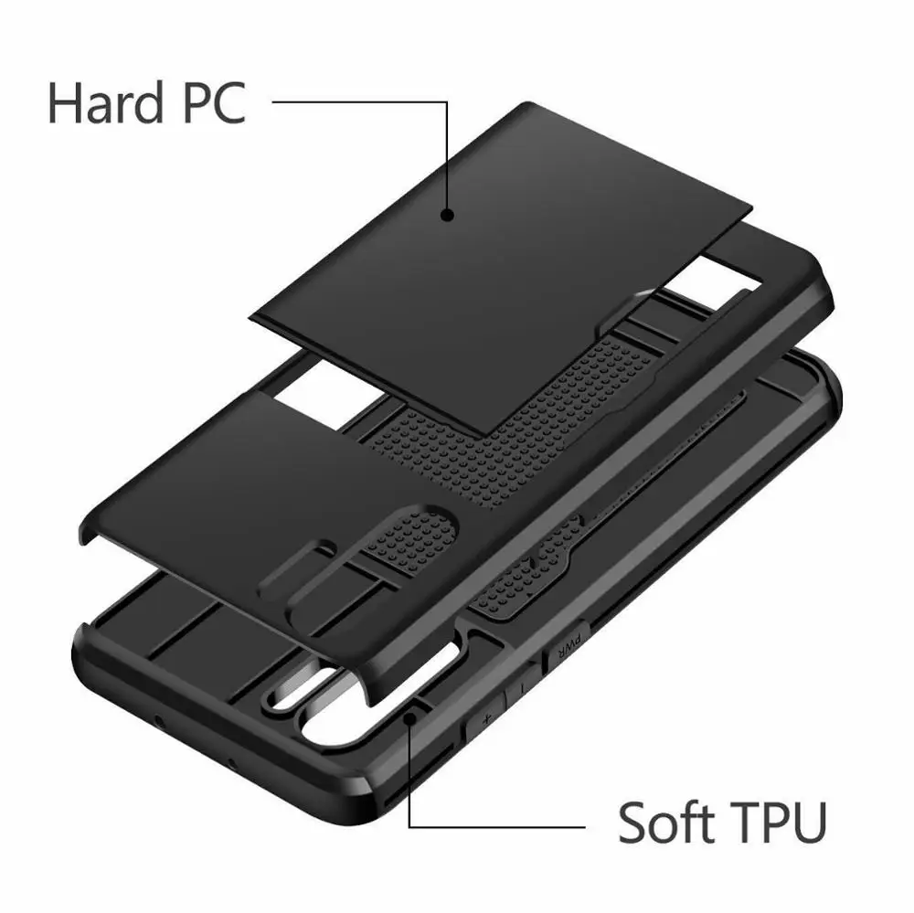 Жесткий Гибридный Прочный бронированный чехол для телефона Huawei P30 Pro кошелек