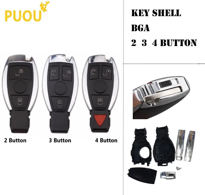 Сменный Чехол для смарт ключей 2 3 4 кнопки Mercedes Benz BGA W203 W210 W211 AMG W204 CLS CLK CLA SLK|Ключ от