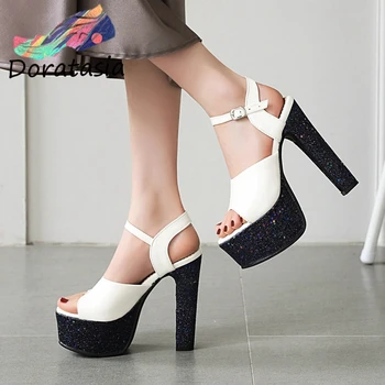 

DORATASIA New Women Fashion Glitters Platform Shoes High Heels Date Sandals Women Fresh High Heels Party Sandals