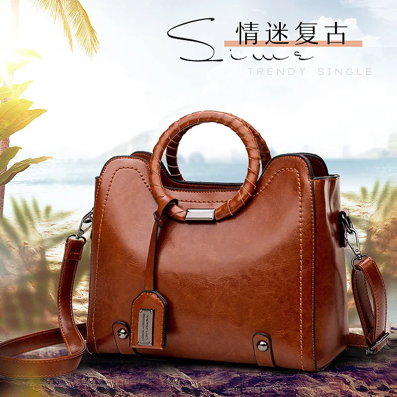 

Versatile Europe And America Retro New Style Women's Tote Bag Classic Large Capacity Handbag you la pi Single-shoulder Crossbody