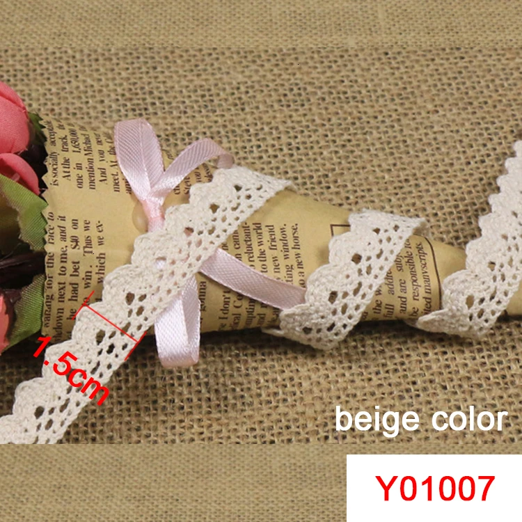 Y01007 Beige Новая высокое качество Подрезка кружевной ленты 10 ярдов/партия хлопок материал вышитые кружева для шитья дома DIY Аксессуары - Цвет: Y01007 Beige