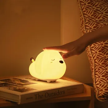 

Baseus Cute LED Night Light Soft Silicone Touch Sensor Night Light For Children Kids Bedroom Rechargeable Tap Control Night Lamp